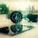 Double exposure of data theme drawing and mobile phone background. Concept of innovation