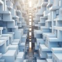 A very tall building with lots of cubes in it. Generative AI.
